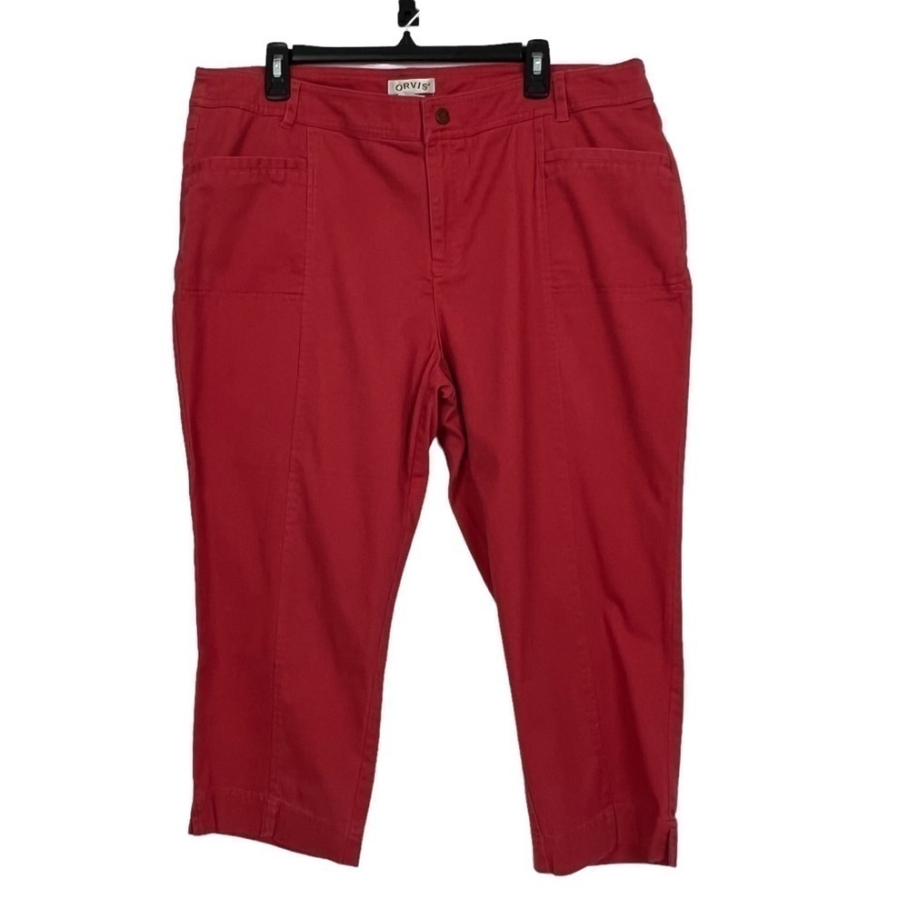 ORVIS Women’s Reddish Orange Summer Capri Pants Sz 18 Pockets Stretch